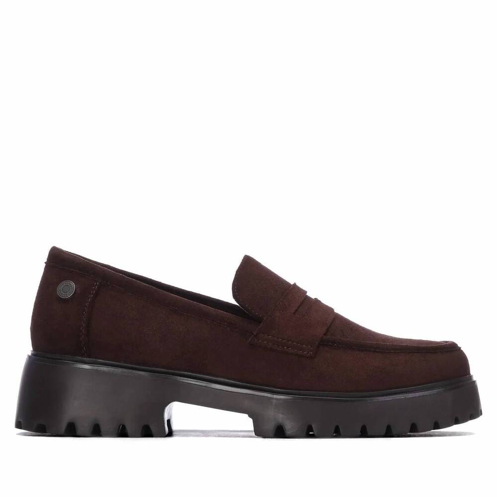 NEW REFRESH women's casual suede moccasins in brown